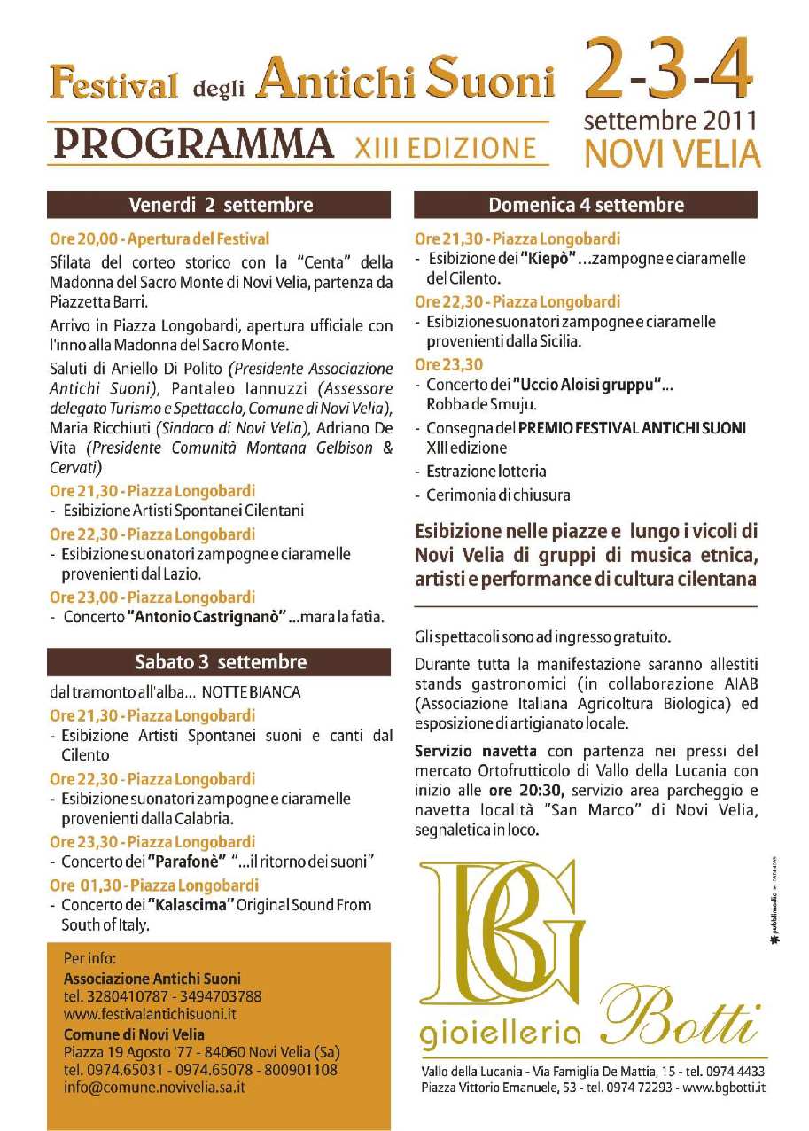 Festival degli antichi suoni 2-3-4 settembre